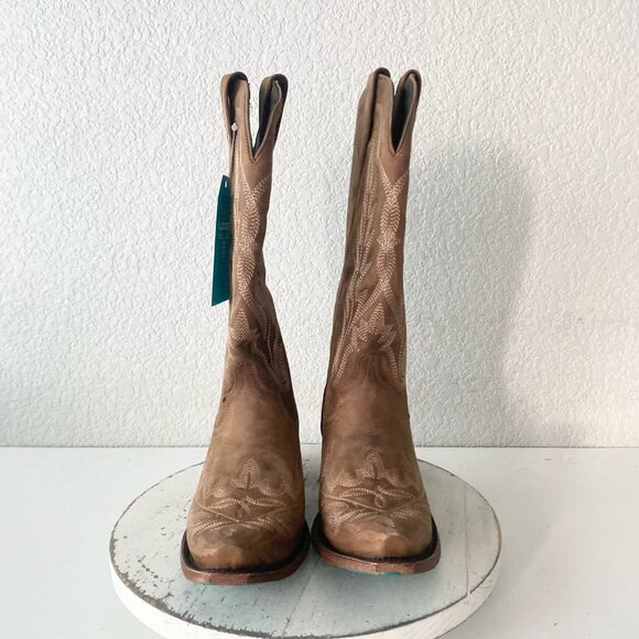 Lane LEXINGTON Womens Cowboy Boots Size 8.5 Brown Western Cowgirl Mid Calf Tall - Picture 5 of 11